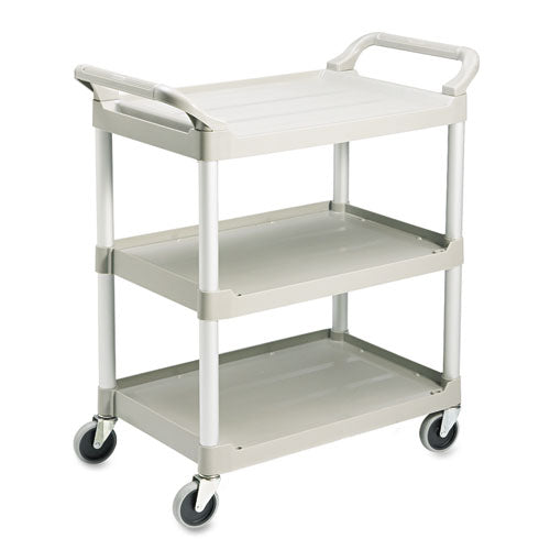 Economy Plastic Cart, Three-shelf, 18.63w X 33.63d X 37.75h, Black