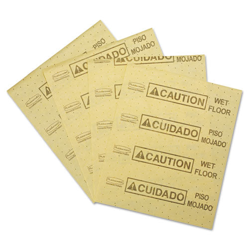Over-the-spill Pad, "caution Wet Floor", Yellow, 16 1-2" X 20", 22 Sheets-pad