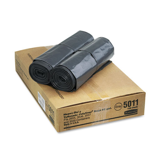 Linear Low Density Can Liners, 55 Gal, 1.3 Mil, 39.5" X 48", Gray, 100-carton