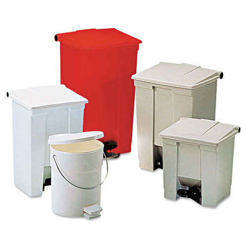 Indoor Utility Step-on Waste Container, Rectangular, Plastic, 23 Gal, Red