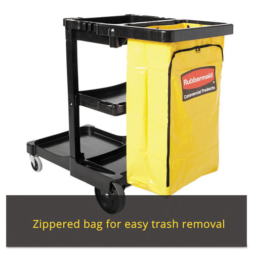 Multi-shelf Cleaning Cart, Three-shelf, 20w X 45d X 38.25h, Black