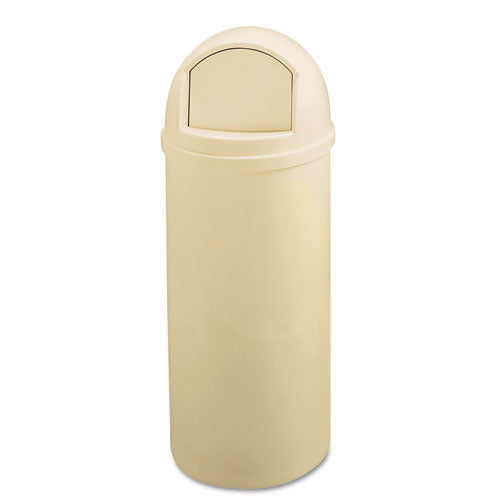 Marshal Classic Container, Round, Polyethylene, 25 Gal, Beige