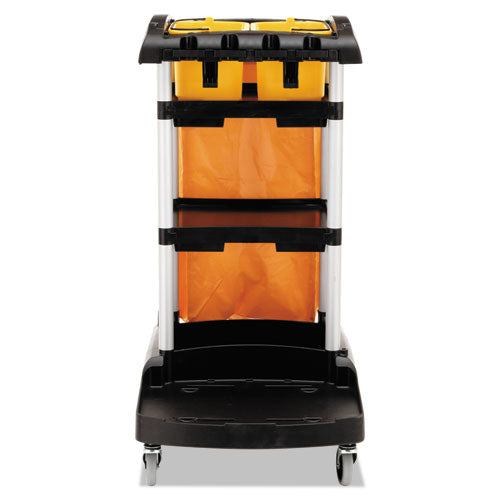 High Capacity Cleaning Cart, 21.75w X 49.75d X 38.38h, Black