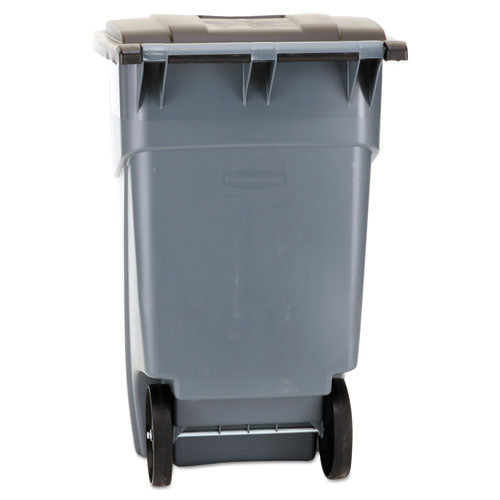 Brute Rollout Container, Square, Plastic, 50 Gal, Gray