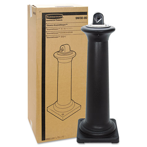 Groundskeeper Tuscan Receptacle, 13 X 13 X 38.38, Black