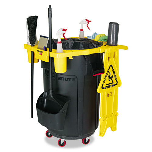 Standard Rim Caddy, 4-compartment, Fits 32.5" Dia Cans, 26.5w X 6.75h, Yellow