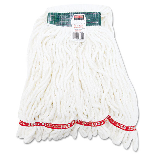 Web Foot Shrinkless Looped-end Wet Mop Head, Cotton-synthetic, Medium, White, 6-carton