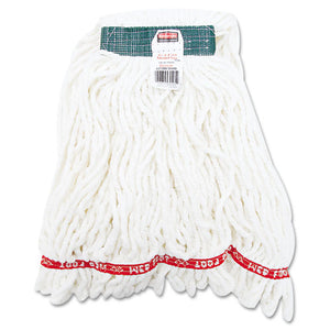 Web Foot Shrinkless Looped-end Wet Mop Head, Cotton-synthetic, Medium, White, 6-carton