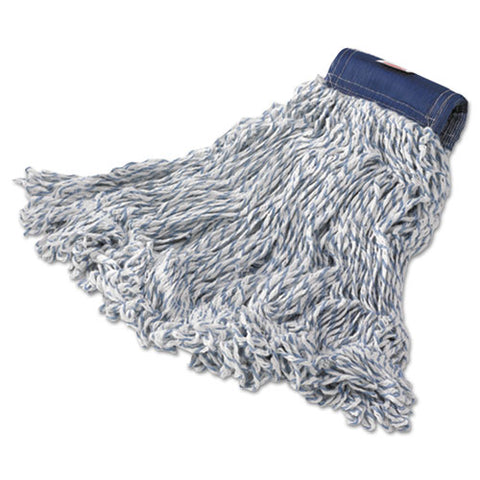 Super Stitch Finish Mops, Cotton-synthetic, White, Large, 5-in. Blue Headband