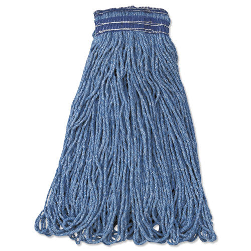 Universal Headband Mop, Looped-end, 16oz, Cotton-synthetic Blend, Blue, 12-ct