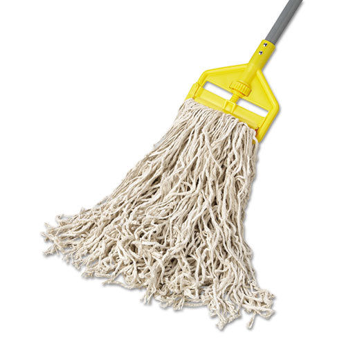 Premium Cut-end Cotton Wet Mop Head, 24oz, White, 1" Orange Band, 12-carton