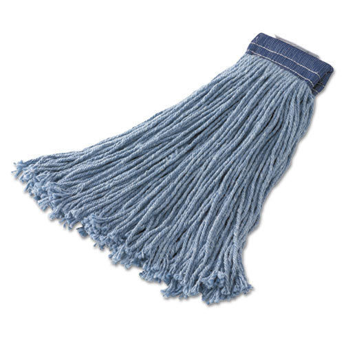 Cotton-synthetic Cut-end Blend Mop Head, 16 Oz, 1" Band, Blue, 12-carton