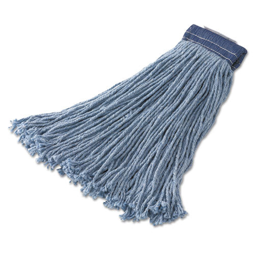 Cotton-synthetic Cut-end Blend Mop Head, 24 Oz, 1" Band, Blue, 12-carton