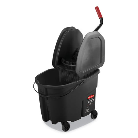 Wavebrake 2.0 Bucket-wringer Combos, Down-press, 35 Qt, Plastic, Black