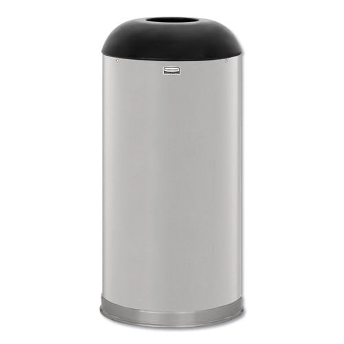 European And Metallic Drop-in Dome Top Receptacle, Round, 15 Gal, Satin Stainless