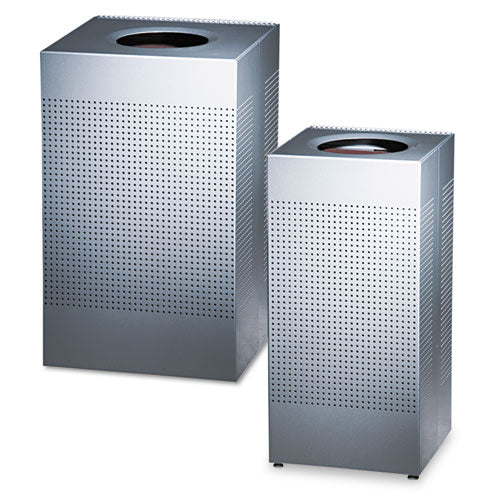 Designer Line Silhouettes Receptacle, Half-round, Steel, 12 Gal, Silver Metallic
