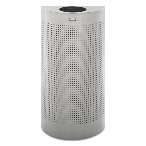 Designer Line Silhouettes Receptacle, Half-round, Steel, 12 Gal, Silver Metallic