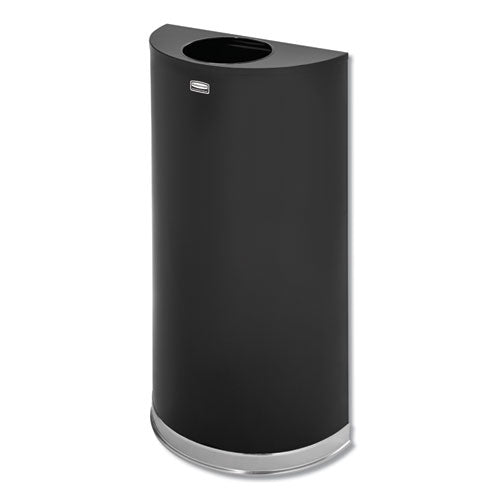 European And Metallic Open Top Receptacle, Half-round, 12 Gal, Satin Stainless