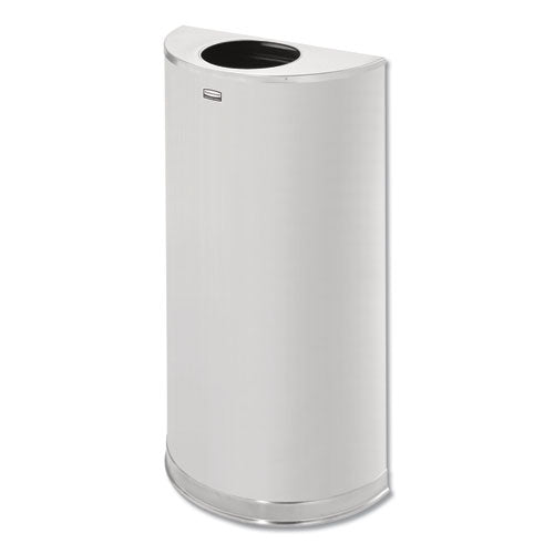 European And Metallic Open Top Receptacle, Half-round, 12 Gal, Satin Stainless