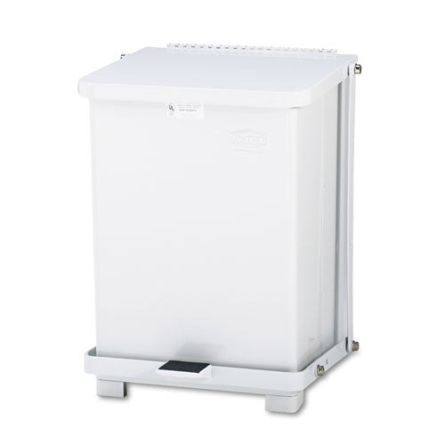 Defenders Biohazard Step Can, Square, Steel, 4 Gal, White