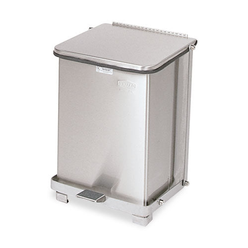 Defenders Biohazard Step Can, Square, Steel, 7 Gal, Stainless Steel