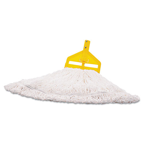 Nylon Finish Mop Head, Medium, White, 6-carton