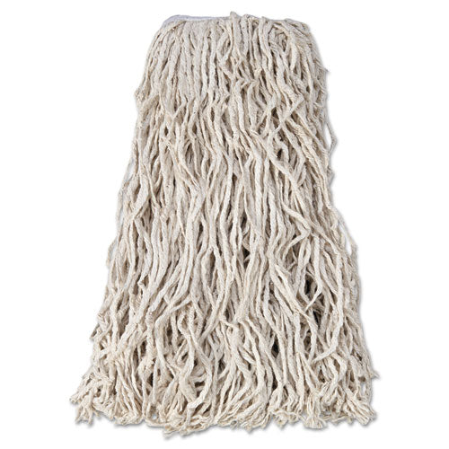 Economy Cut-end Cotton Wet Mop Head, 24oz, 1" Band, White, 12-carton