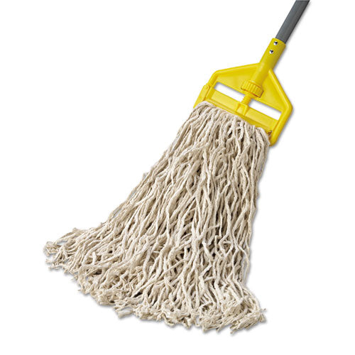 Economy Cut-end Cotton Wet Mop Head, 24oz, 1" Band, White, 12-carton