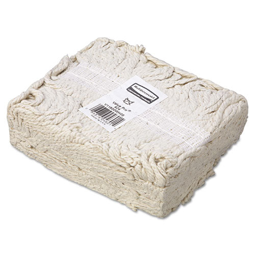 Economy Cut-end Cotton Wet Mop Head, 24oz, 1" Band, White, 12-carton