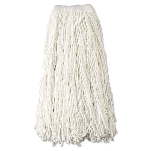 Economy Cut-end Rayon Mop Head, 24oz, 1" Band, White, 12-carton