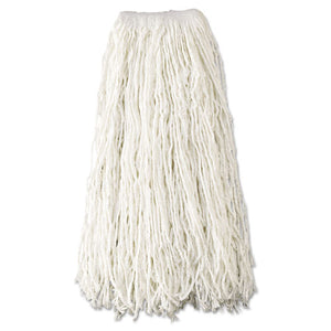 Economy Cut-end Rayon Mop Head, 24oz, 1" Band, White, 12-carton