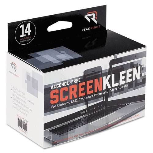 Screenkleen Alcohol-free Wipes, Cloth, 5 X 5, 14-box