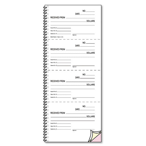 Money And Rent Unnumbered Receipt Book, 5 1-2 X 2 3-4, Two-part, 500 Sets-book
