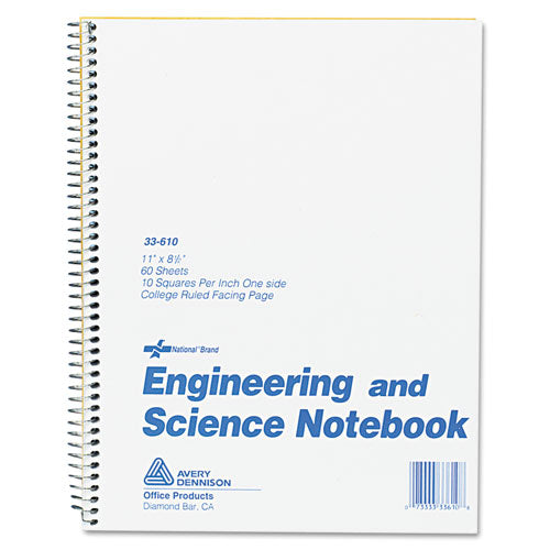 Engineering And Science Notebook, 10 Sq-in Quadrille Rule, 11 X 8.5, White, 60 Sheets