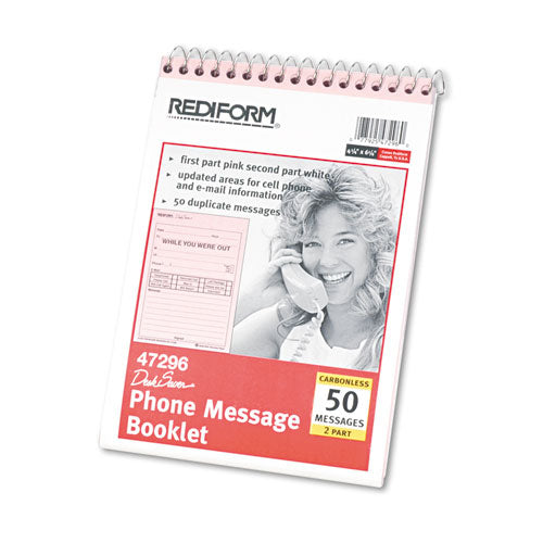 Desk Saver Line Wirebound Message Book, 6 1-4 X 4 1-4, Two-part, 50 Forms
