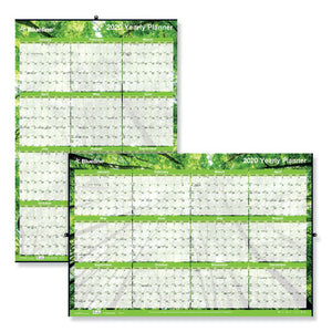 Yearly Laminated Wall Calendar, 36 X 24, Green, 2021