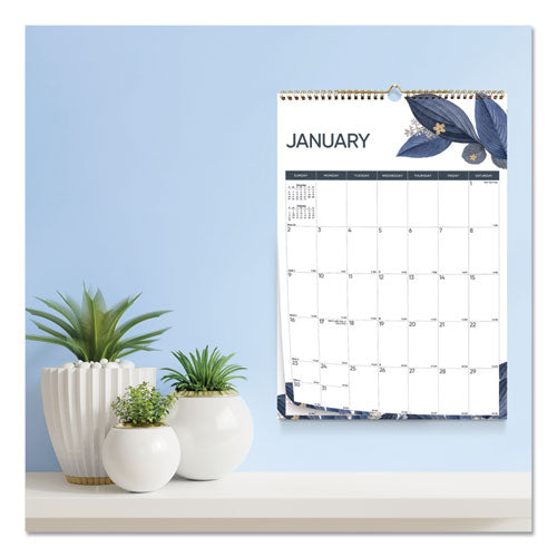 12-month Colorful Wall Calendar, 12 X 17, Gold Detail; Blue-purple-white, 2022