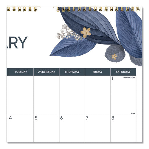 12-month Colorful Wall Calendar, 12 X 17, Gold Detail; Blue-purple-white, 2022