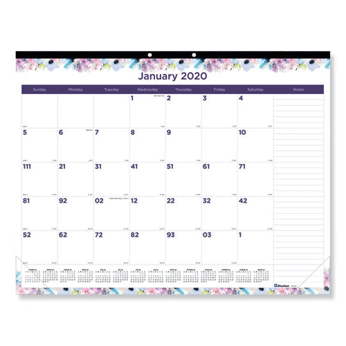 Passion Monthly Deskpad Calendar, Chipboard Back, Floral Design, 22 X 17, 2021