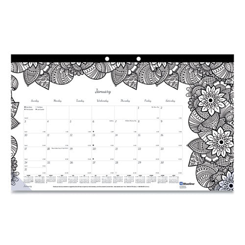 Doodleplan Desk Calendar With Coloring Pages, 17.75 X 10.88, 2021