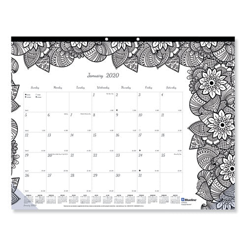Doodleplan Desk Pad Calendar With Coloring Pages, 22 X 17, 2021