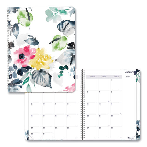 Monthly 14-month Planner, 11 X 8.5, Watercolor, 2022