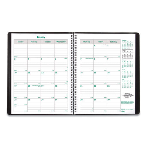 Ecologix Recycled Monthly Planner, 11 X 8.5, Black Soft Cover, 2021