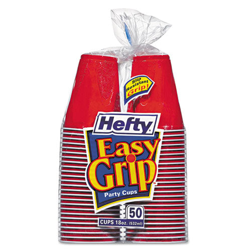 Easy Grip Disposable Plastic Party Cups, 18 Oz, Red, 50-pack, 12 Packs-carton
