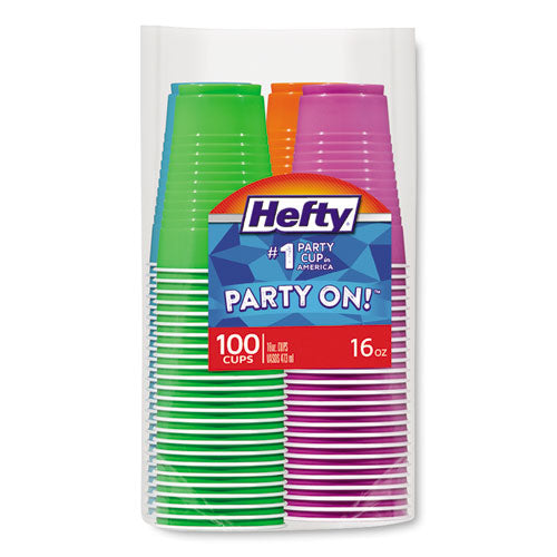 Easy Grip Disposable Plastic Party Cups, 18 Oz, Red, 50-pack