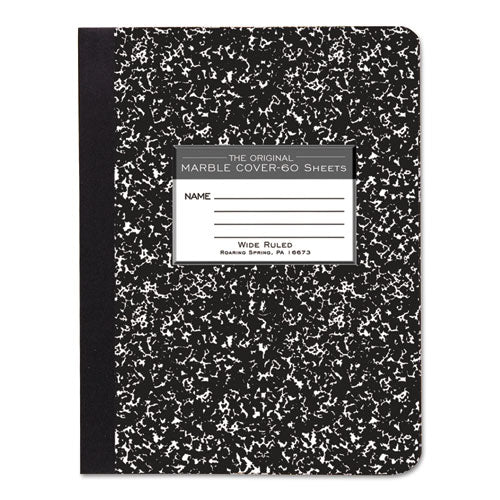 Marble Cover Composition Book, Wide-legal Rule, Black Cover, 7.5 X 9.75, 60 Sheets