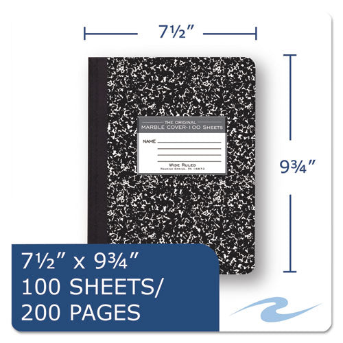 Marble Cover Composition Book, Wide-legal Rule, Black Cover, 9.75 X 7.5, 100 Sheets