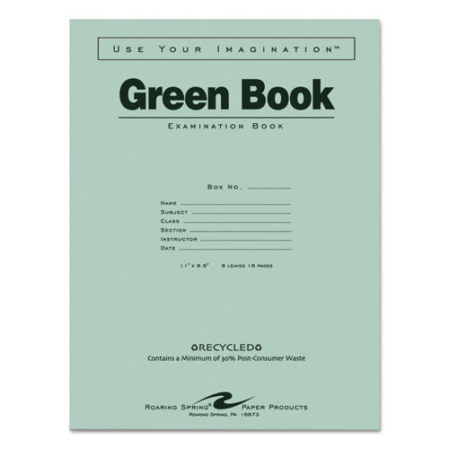 Green Books Exam Book, Wide-legal Rule, 11 X 8.5, White, 8 Sheets