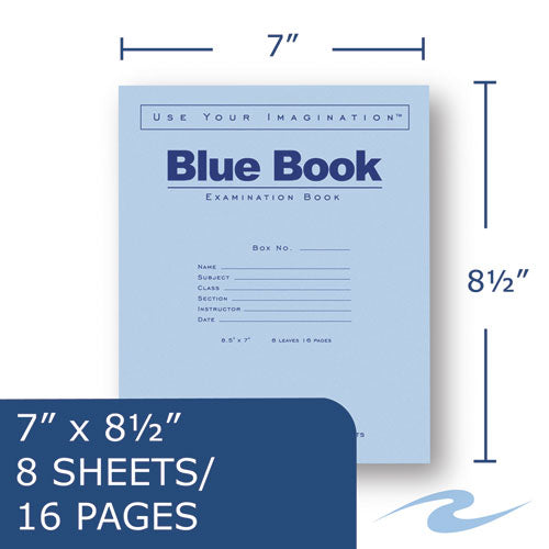 Examination Blue Book, Wide-legal Rule, 8.5 X 7, White, 8 Sheets