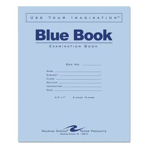 Examination Blue Book, Wide-legal Rule, 8.5 X 7, White, 8 Sheets